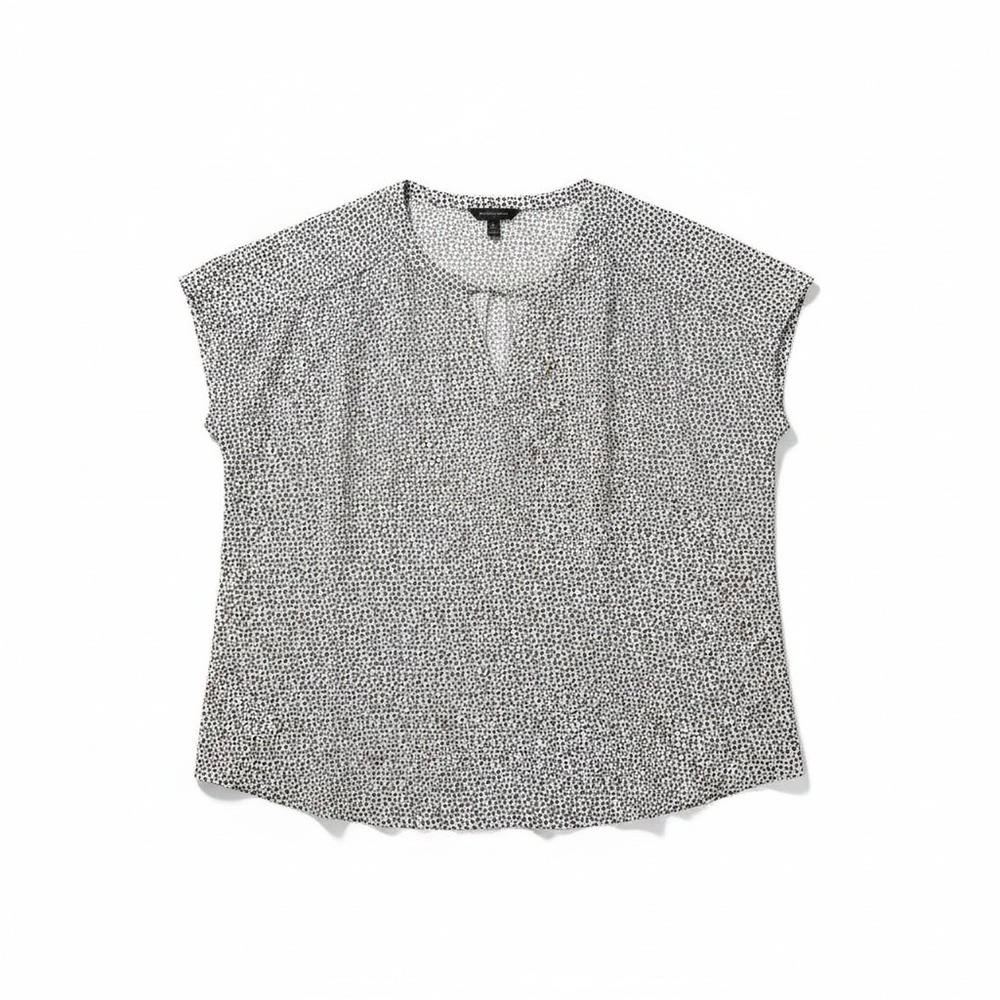 Banana Republic XL Womens White Black Geometric Blouse Casual Preppy Top